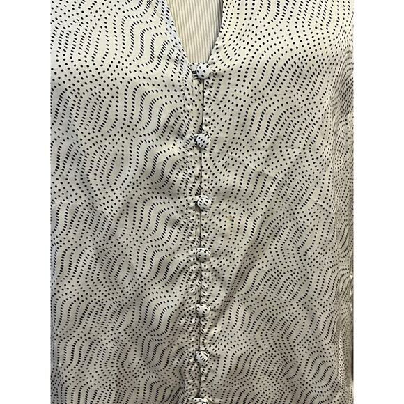 Massimo Dutti Blouse Button Up •Women 8/40• Top Swirls Dots Shirt Satin - Picture 7 of 13